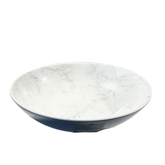 NEW Nautica Home BLUE & FAUX MARBLE Melamine Salad/Pasta/Soup Bowls Set/4 - Picture 3 of 6
